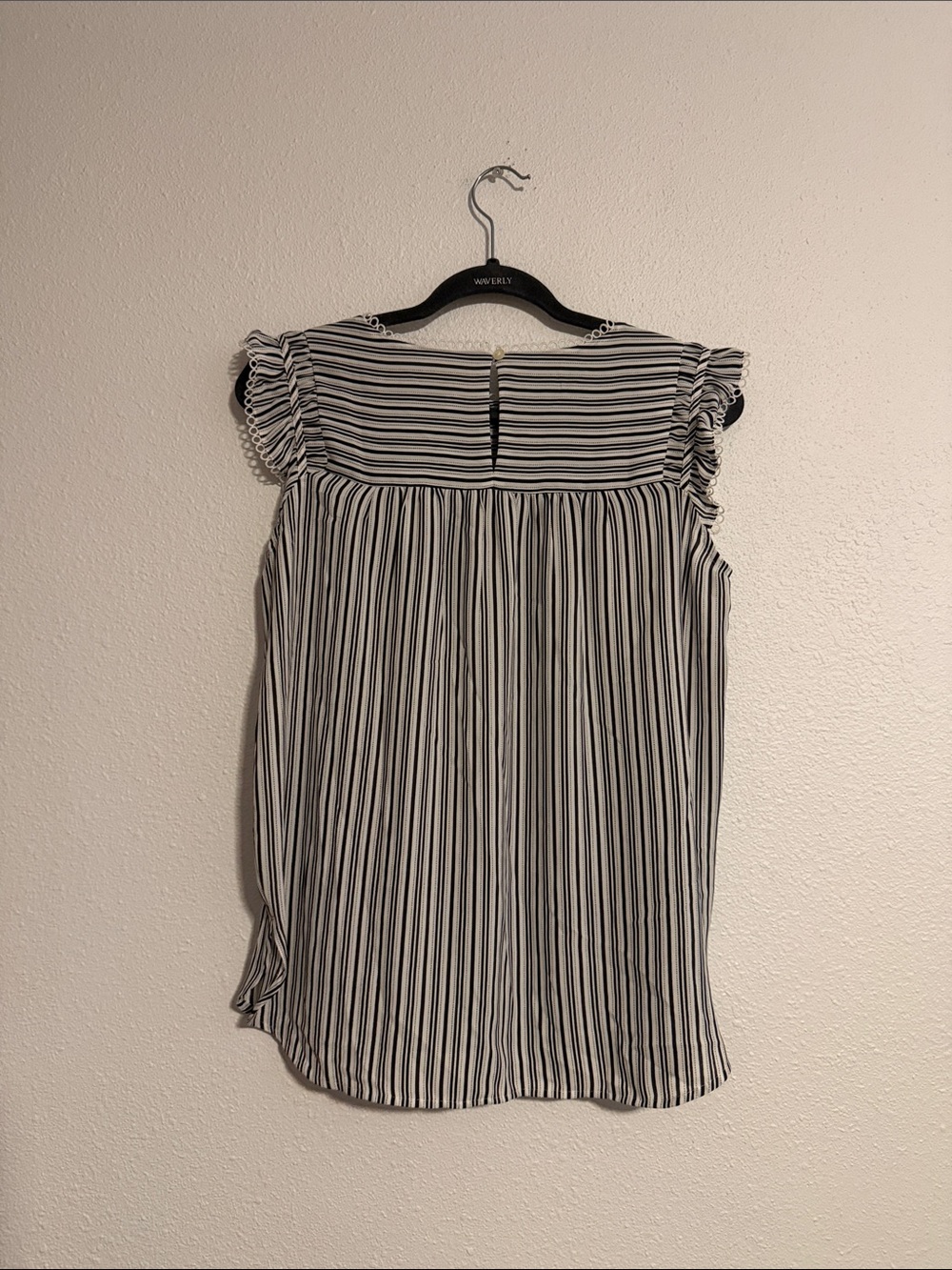 LOFT Striped Ruffle Sleeve Top - Picture 3 of 6